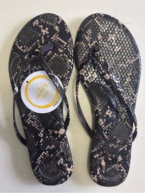 SOLEI SEA SANDALS WOMEN'S INDIE BROWN SNAKE VEGAN FLIP FLOPS SZ 6 7 8 NEW NWT